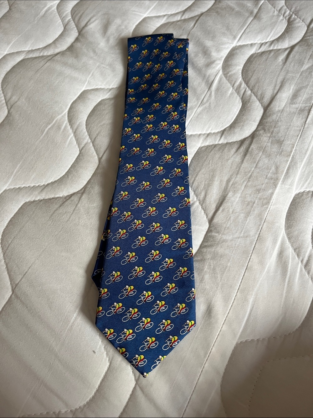 Navy Men's Tie with Colorful Bicycle Pattern